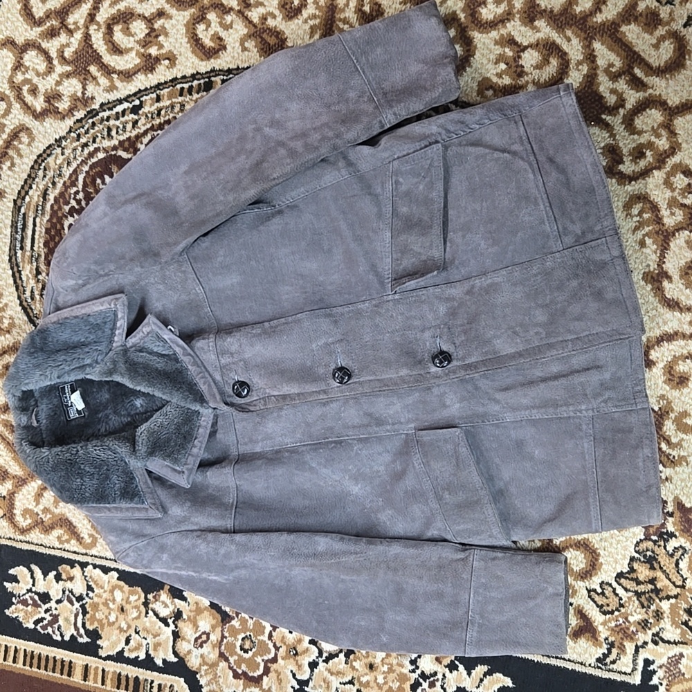 Vintage 70s Suede Coat Faux Fur Lining Retro 1970s Winter Leather Jacket Sears